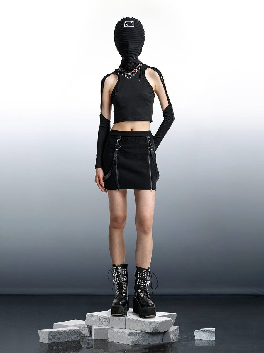NEV Double Zipper Hip Slit Skirt – nevstudio NEV Double Zipper Hip Slit Skirt – nevstudio