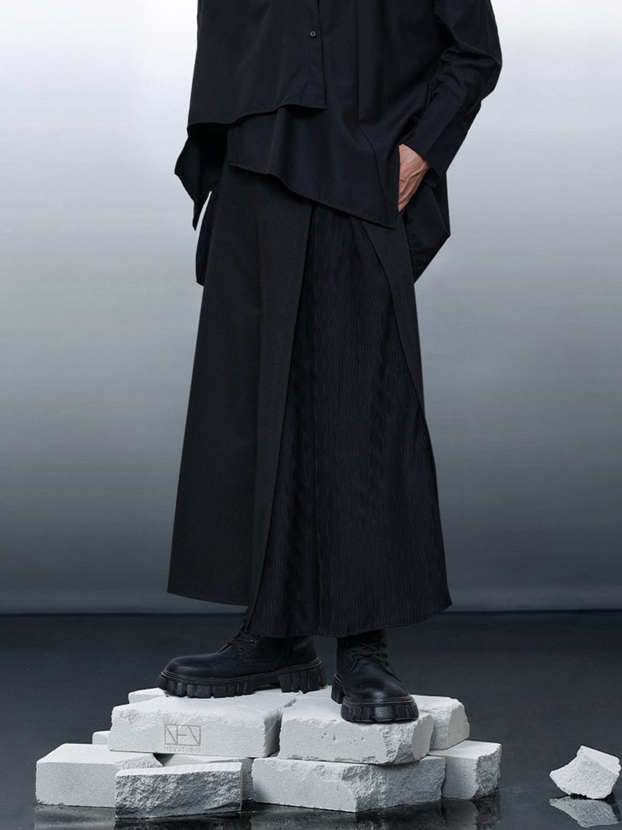 NEV Pleated Material Splicing Wide-Leg Pants – nevstudio