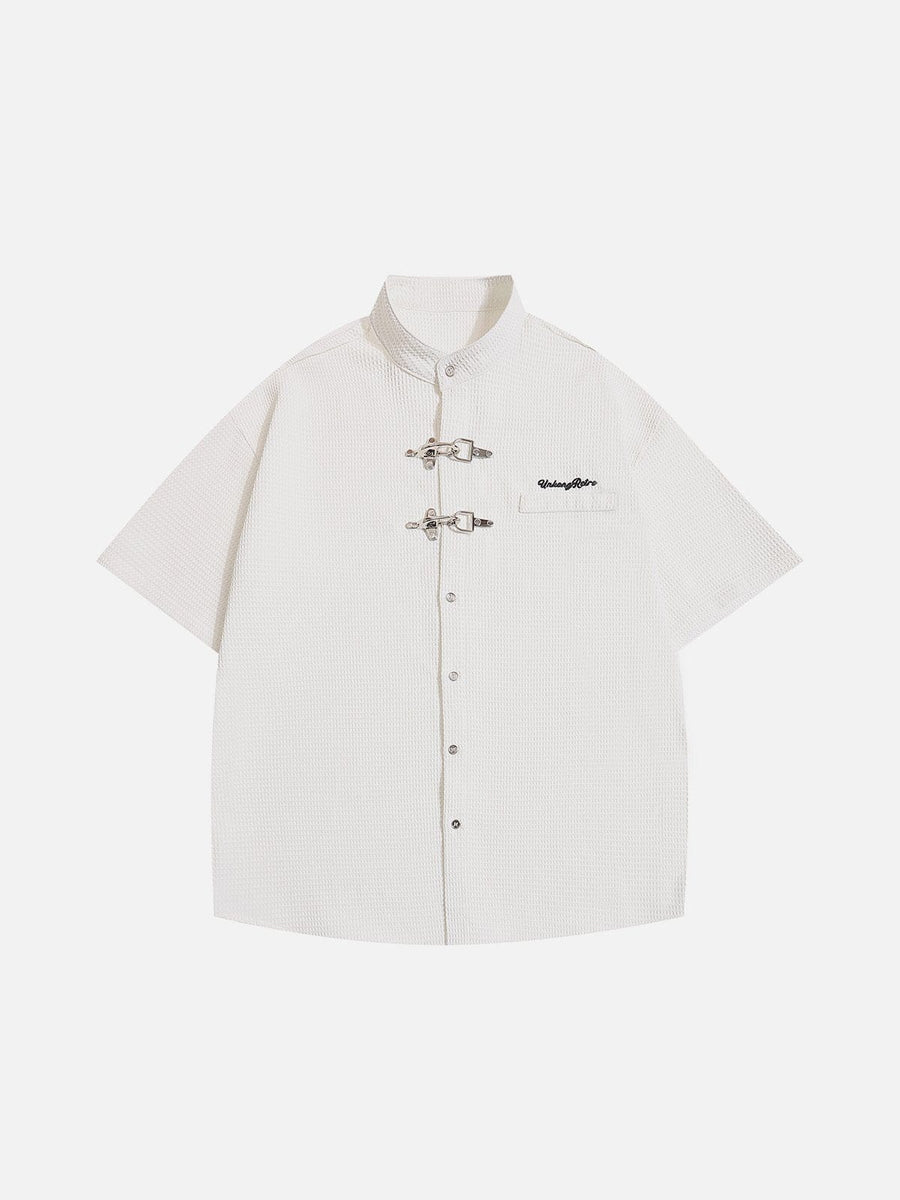 NEV Textured Metal Button Short Sleeve Shirt – nevstudio
