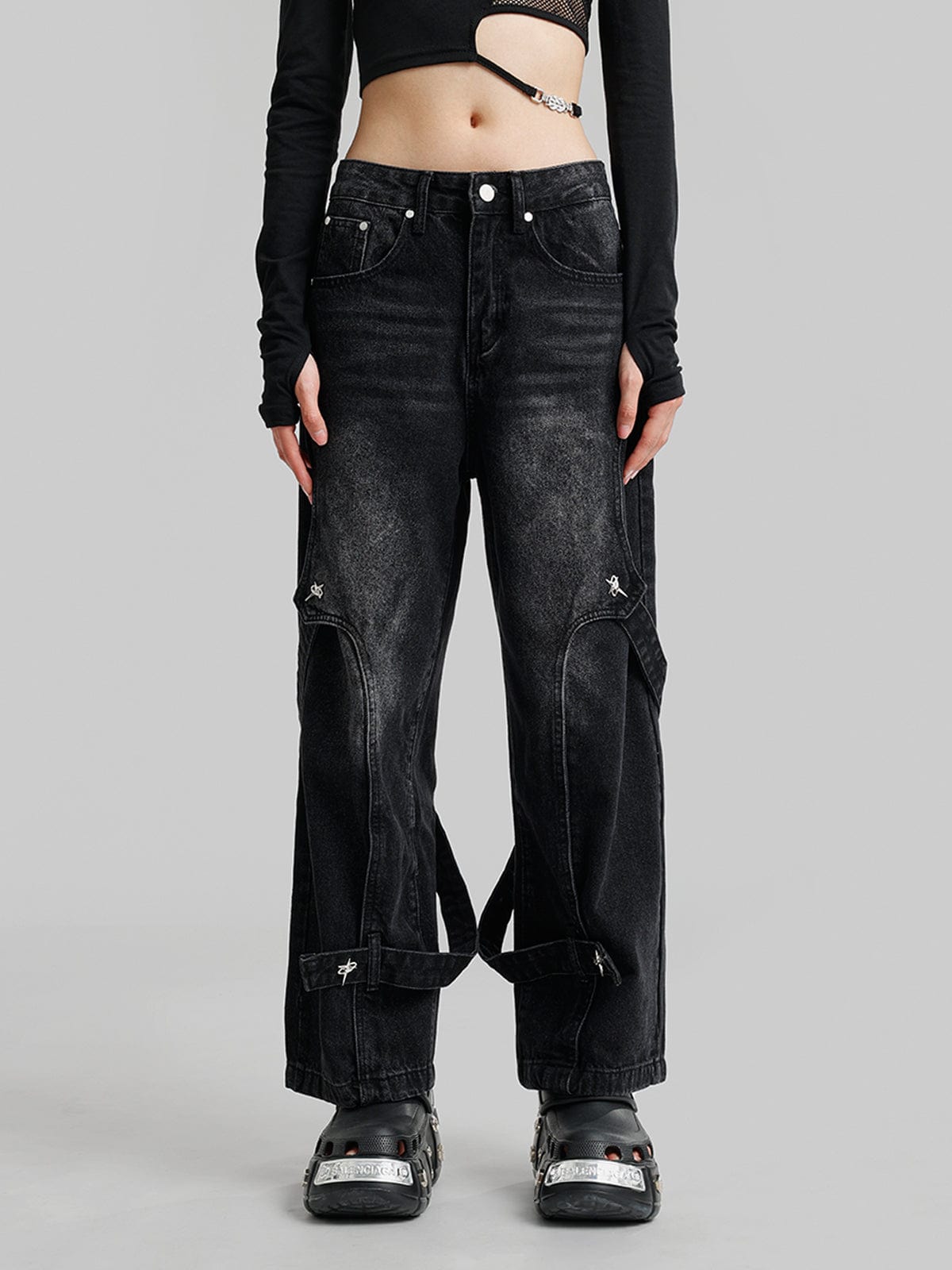 NEV Button Deconstructed Jeans