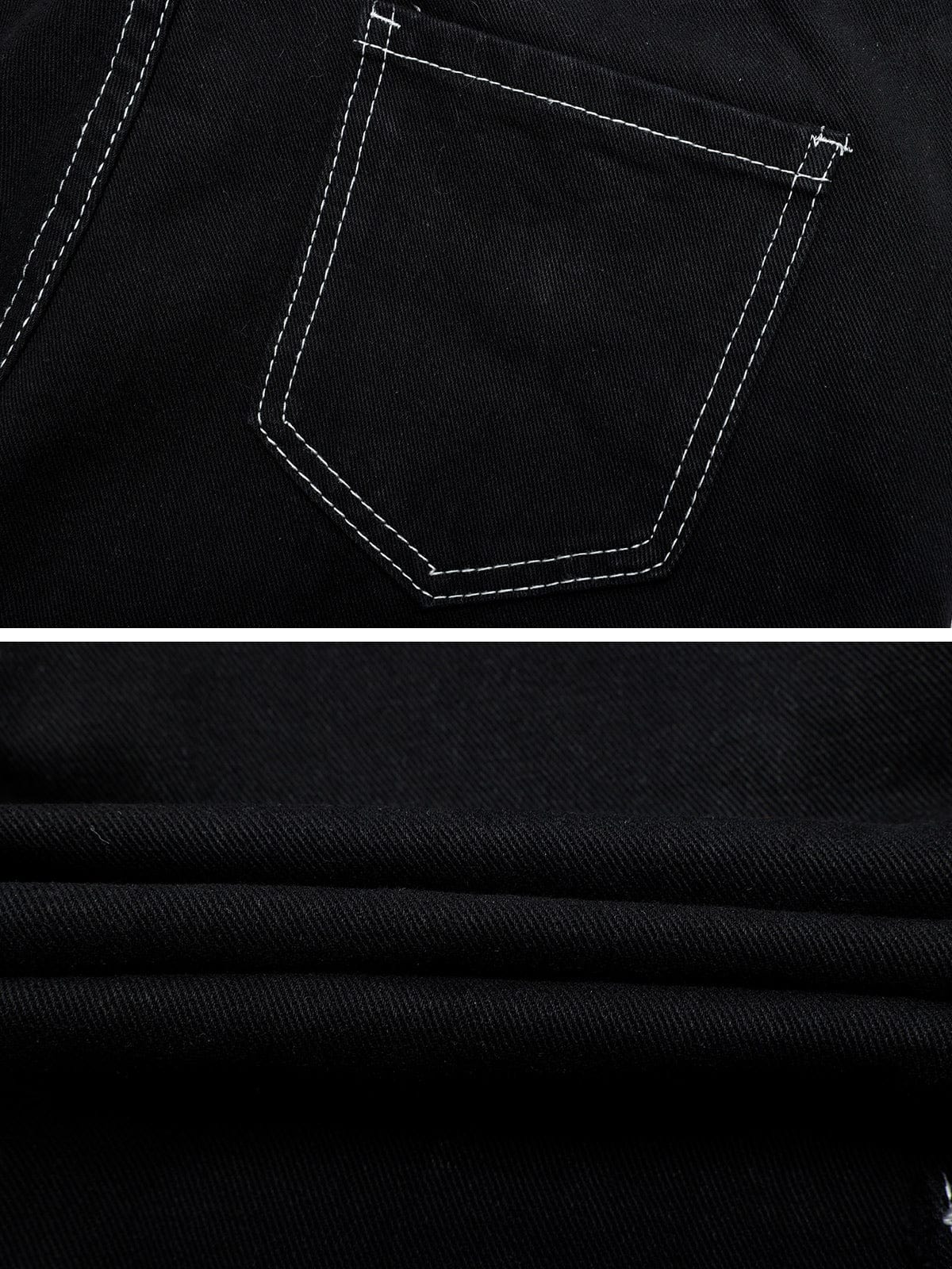 NEV Double Stitch Waistbelt Buckle-Adorned Pants