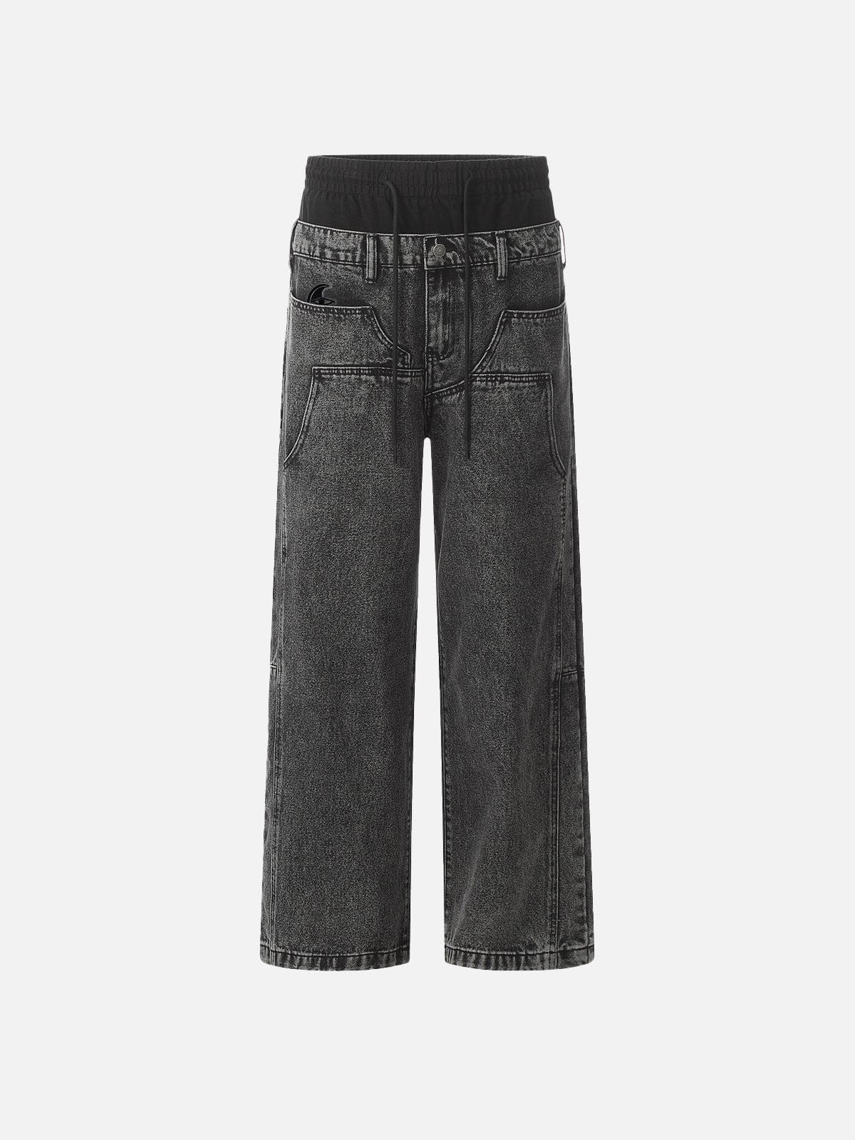 NEV Two Layer Washed Loose Jeans