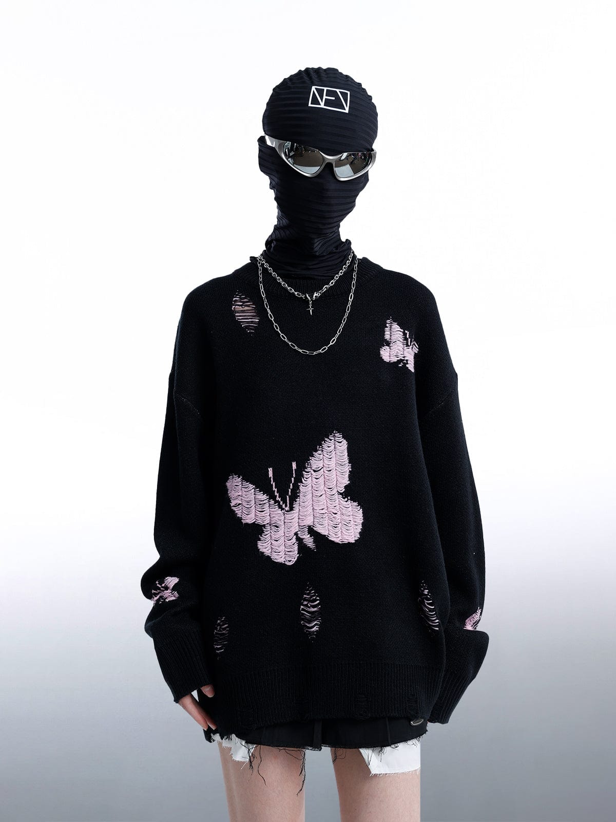 NEV Butterfly Jacquard Holes Sweater