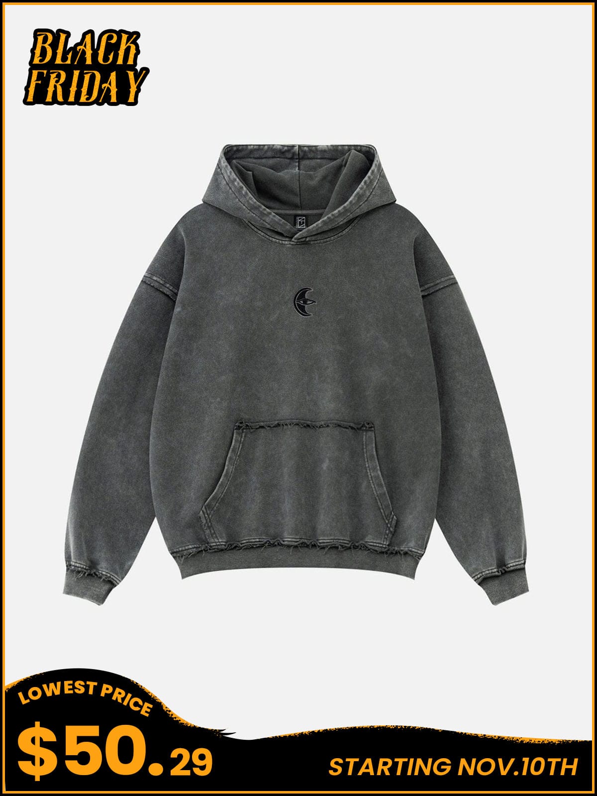 NEV Basic Washed Embroidery Hoodie