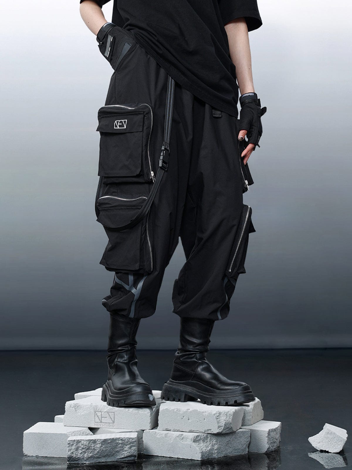 Mens Cargo Pants Hip Hop Harem Joggers Harajuku Sport Trousers Pockets  Fashion D | eBay