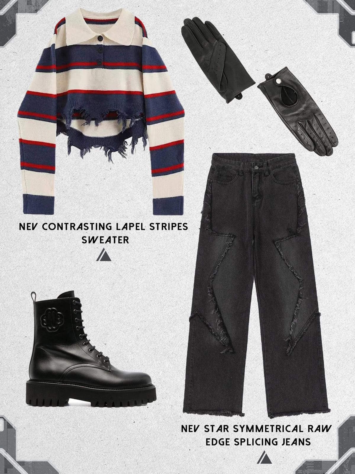 NEV Contrasting Lapel Stripes Sweater