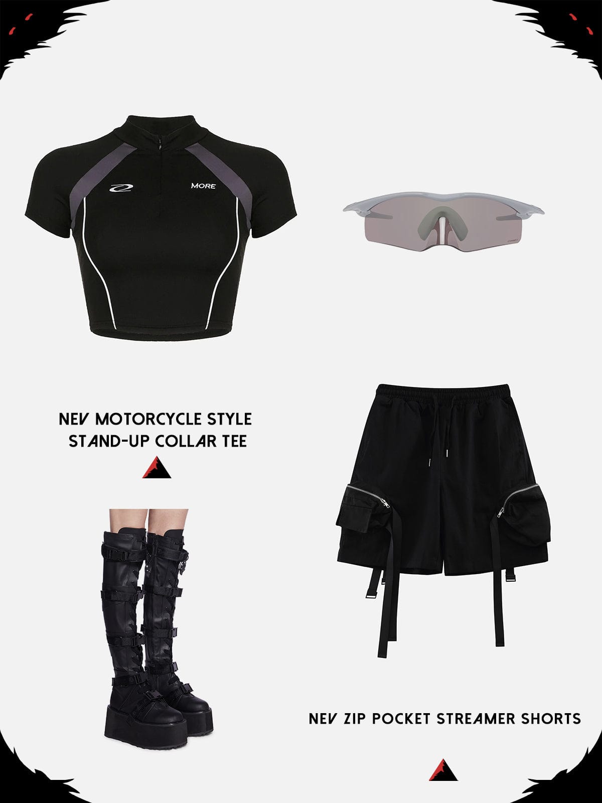 NEV Motorcycle Style Stand-Up Collar Tee