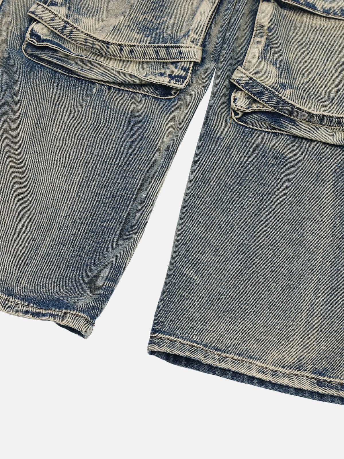 NEV Multiple Pockets Washed Jeans