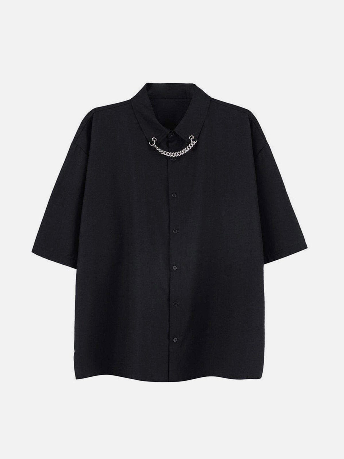 NEV Pure Color Hanging Chain Oversized Shirt