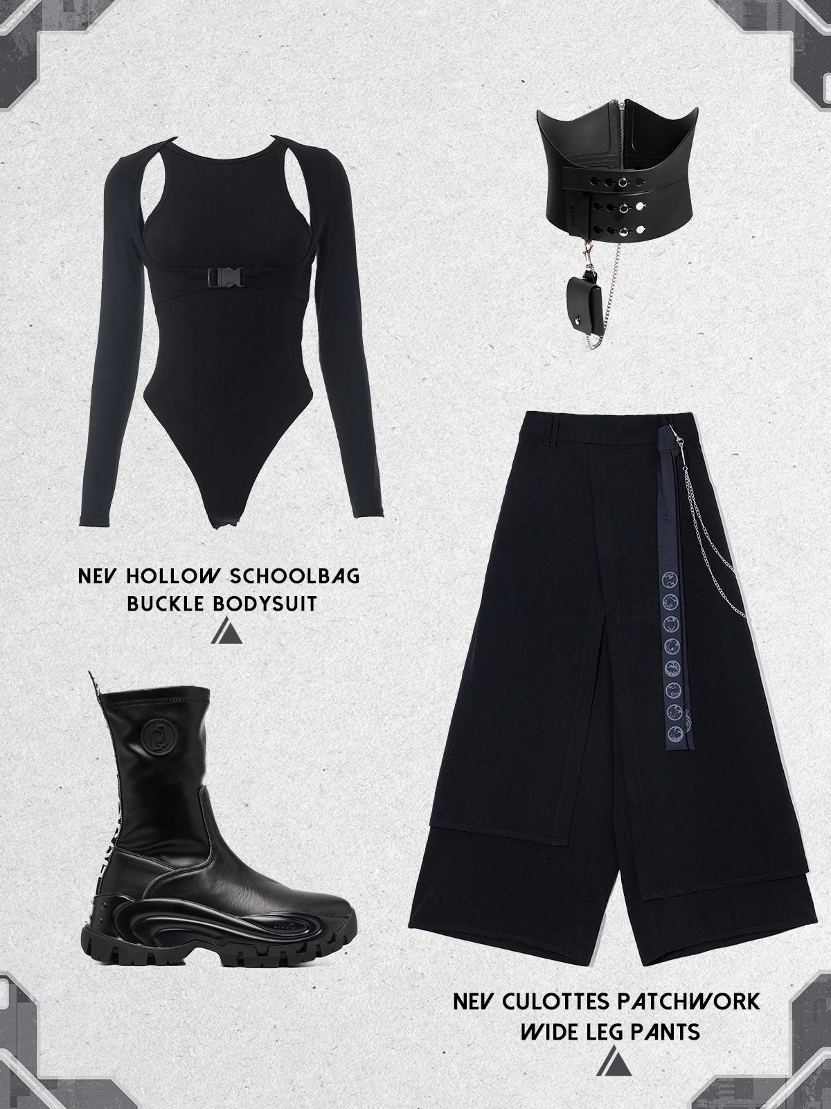 NEV Hollow Schoolbag Buckle Bodysuit