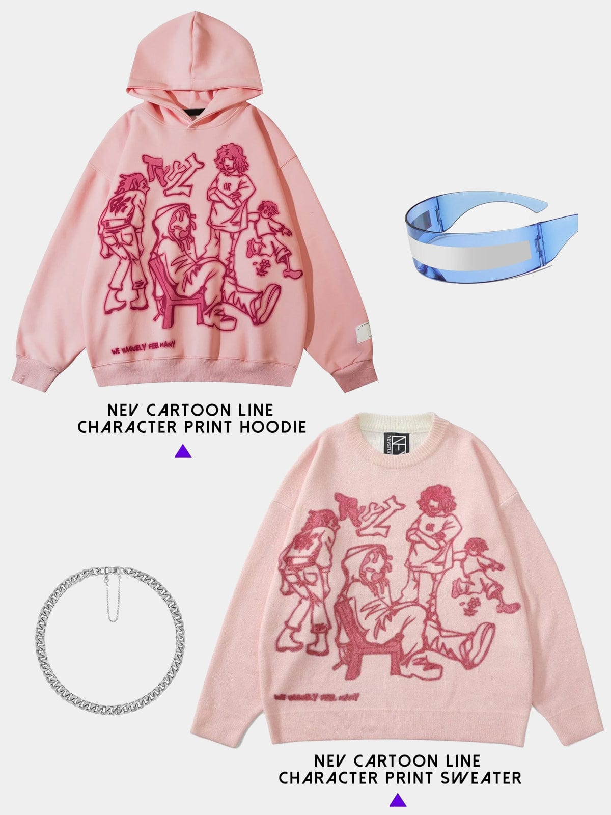 NEV Cartoon Line Character Print Sweater