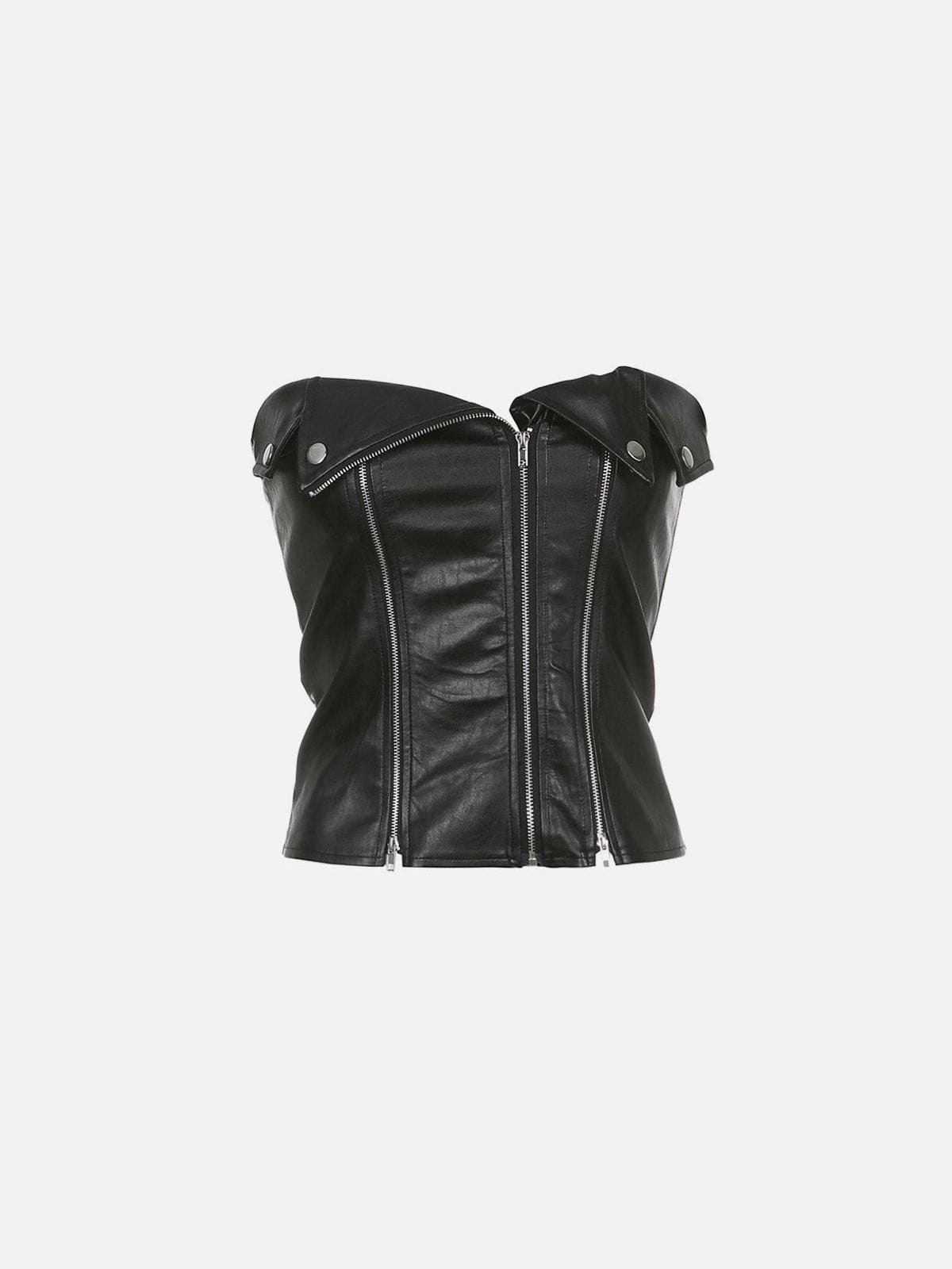 NEV Faux Leather Multi-Zip Vest
