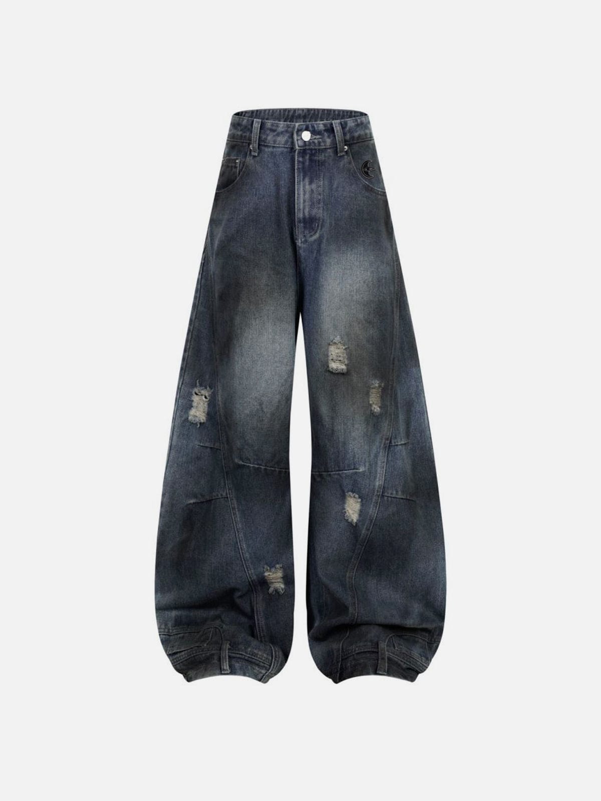 NEV Dirt Color Distressed Reverse Jeans