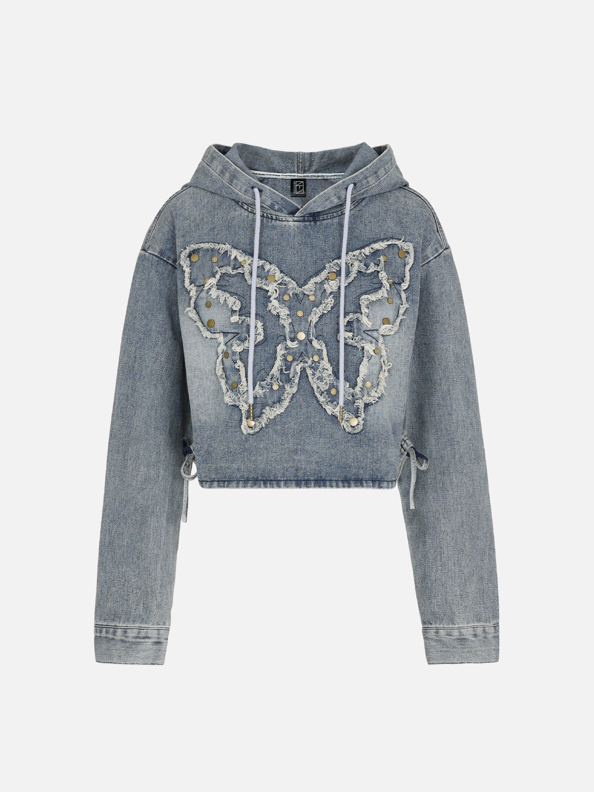 NEV Butterfly Crop Denim Hoodie