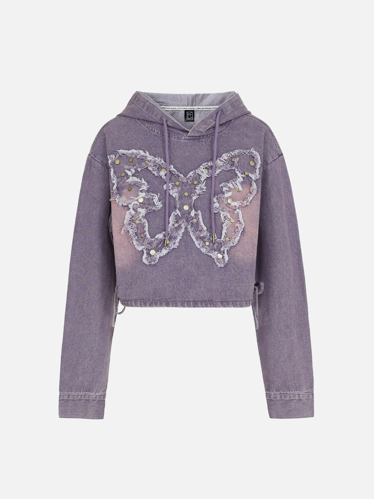 NEV Butterfly Crop Denim Hoodie