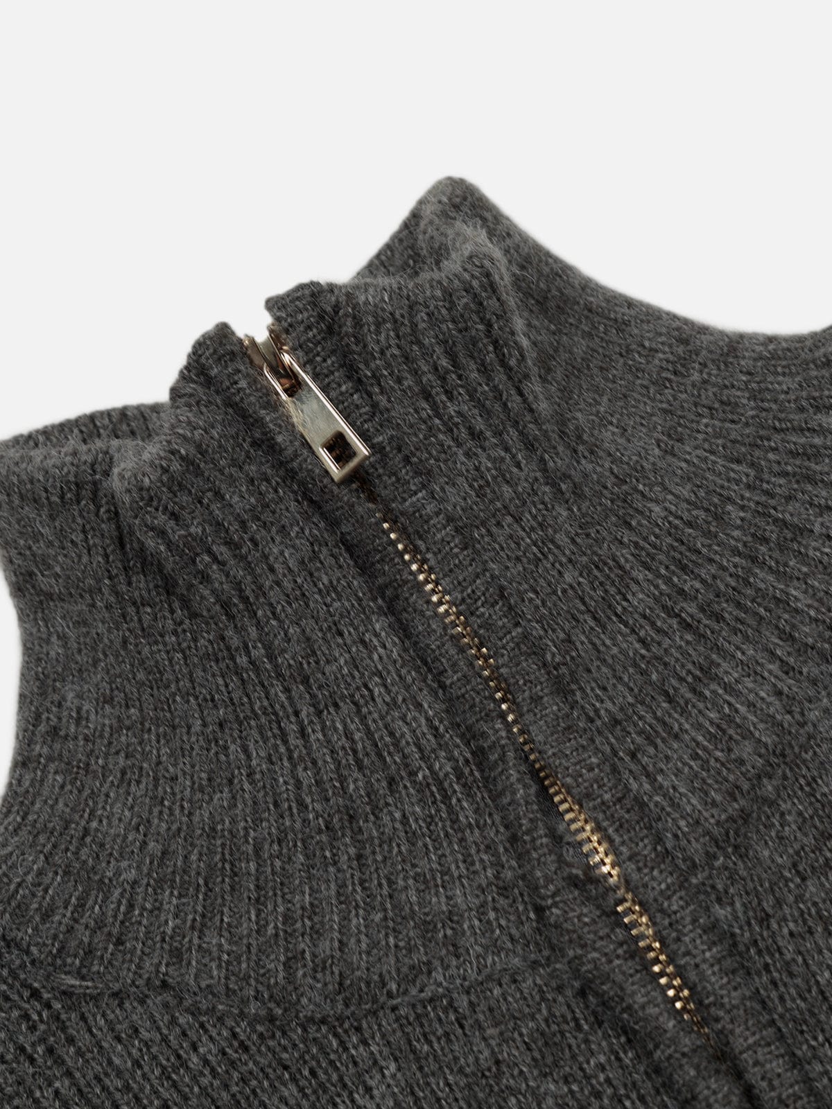 NEV Grey Knit Zip Up Turtleneck Sweater