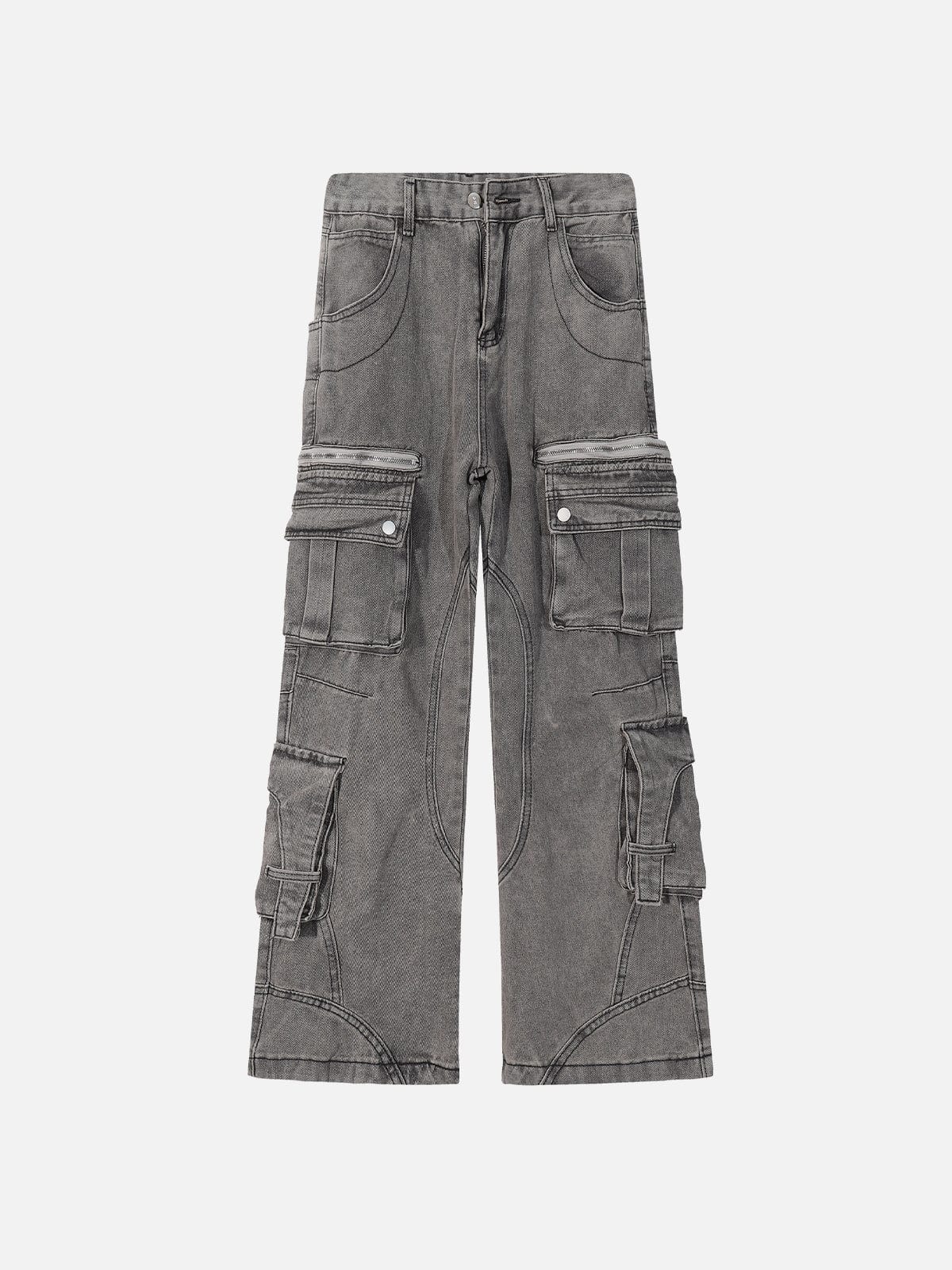 NEV Multi Pocket Washed Cargo Jeans