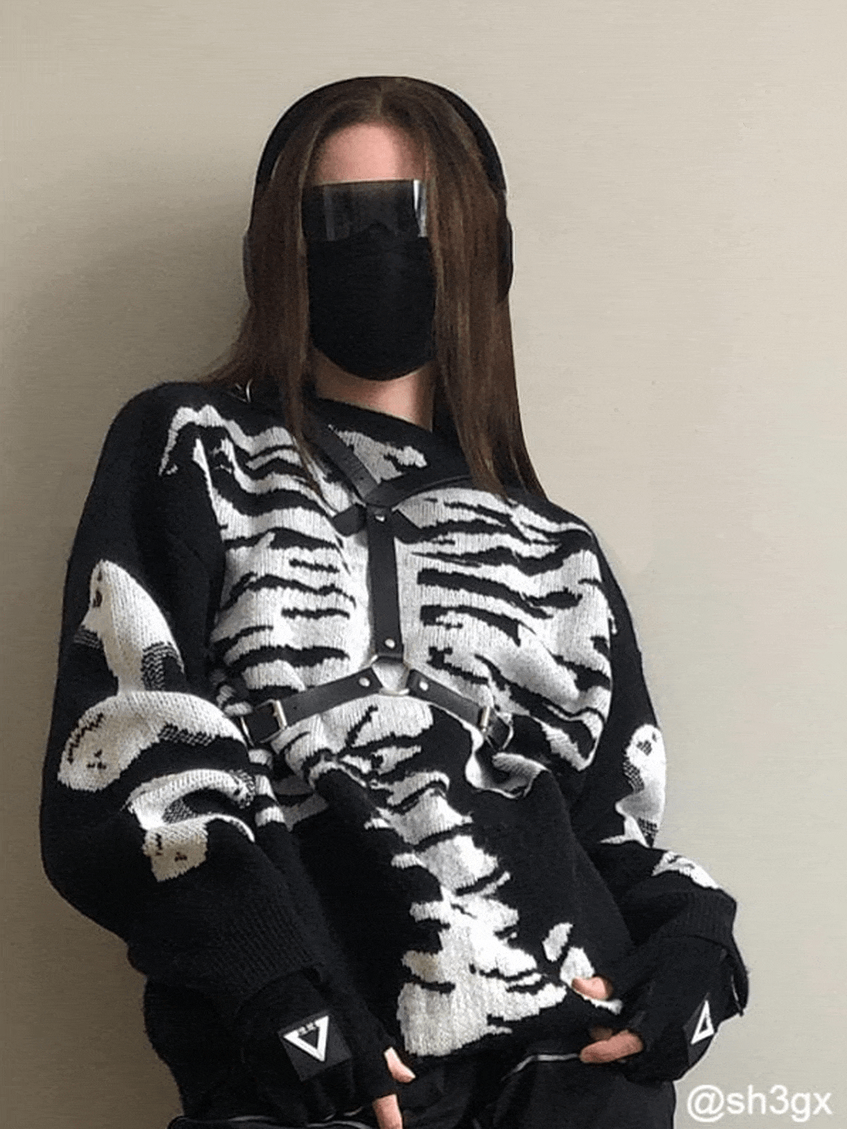 NEV Skeleton Print Knit Sweater
