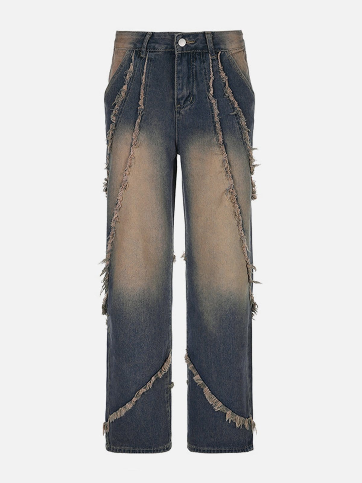 NEV Symmetrical Raw Edge Straight-Leg Jeans