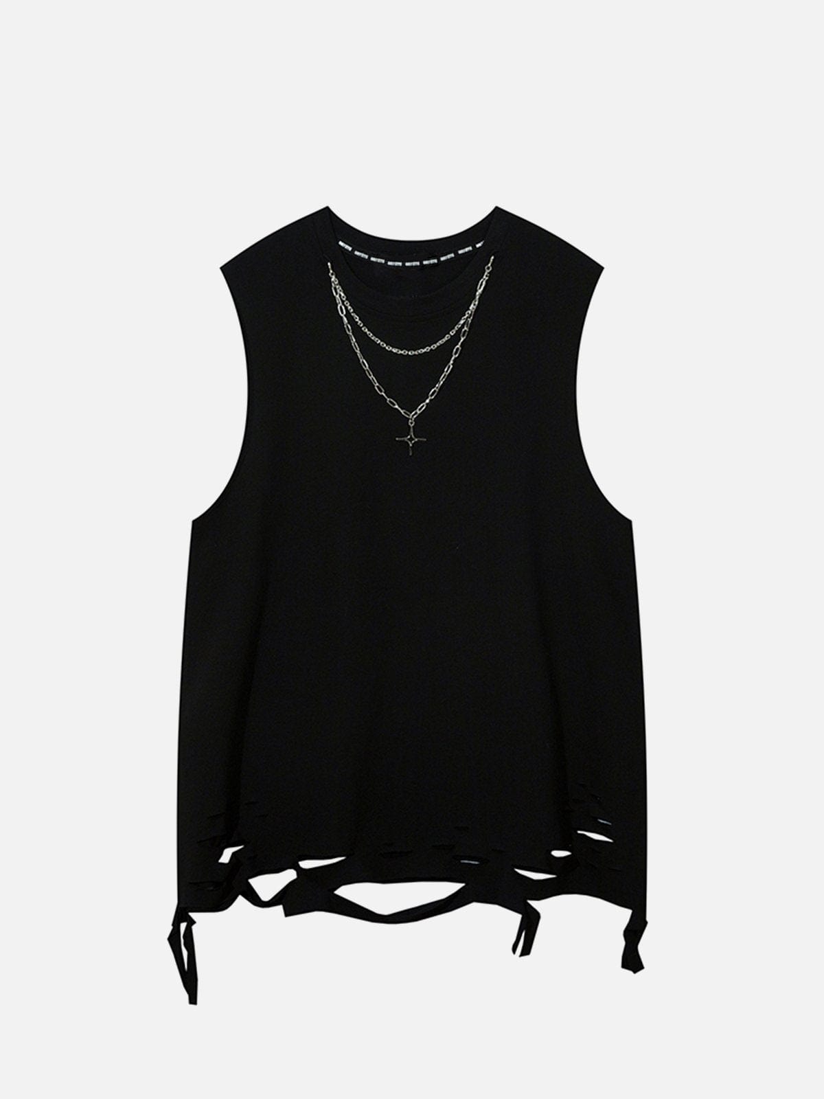 NEV Chain Solid Color Ripped Vest