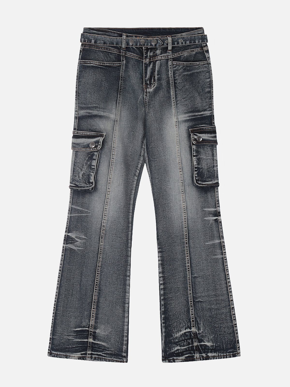 NEV Washed Distressed Patchwork Jeans