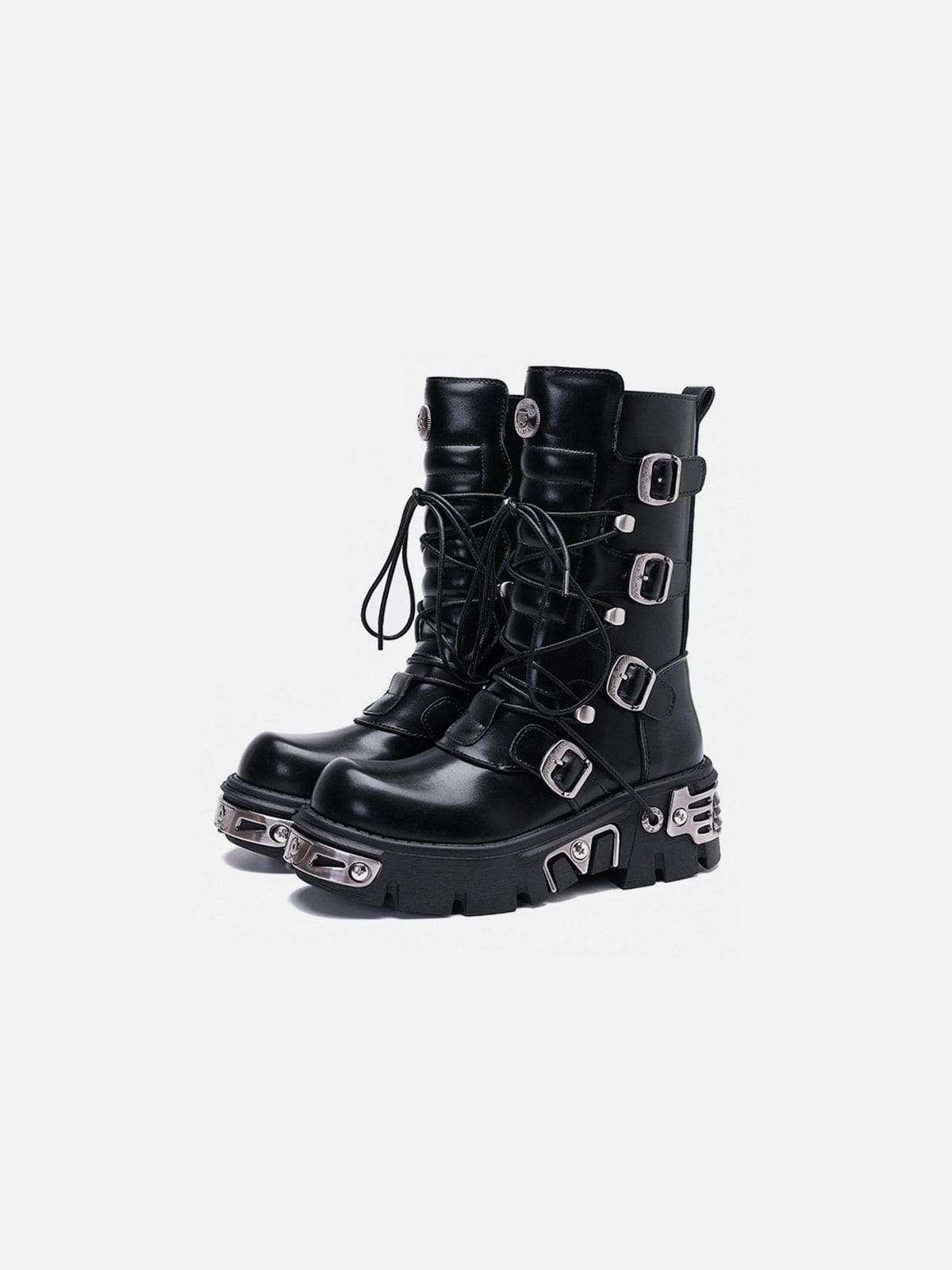 NEV Punk Metal Buckle Knight Boots