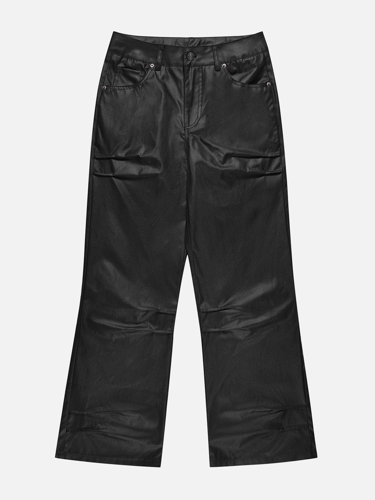 NEV Pleated Bootcut Faux Leather Pants
