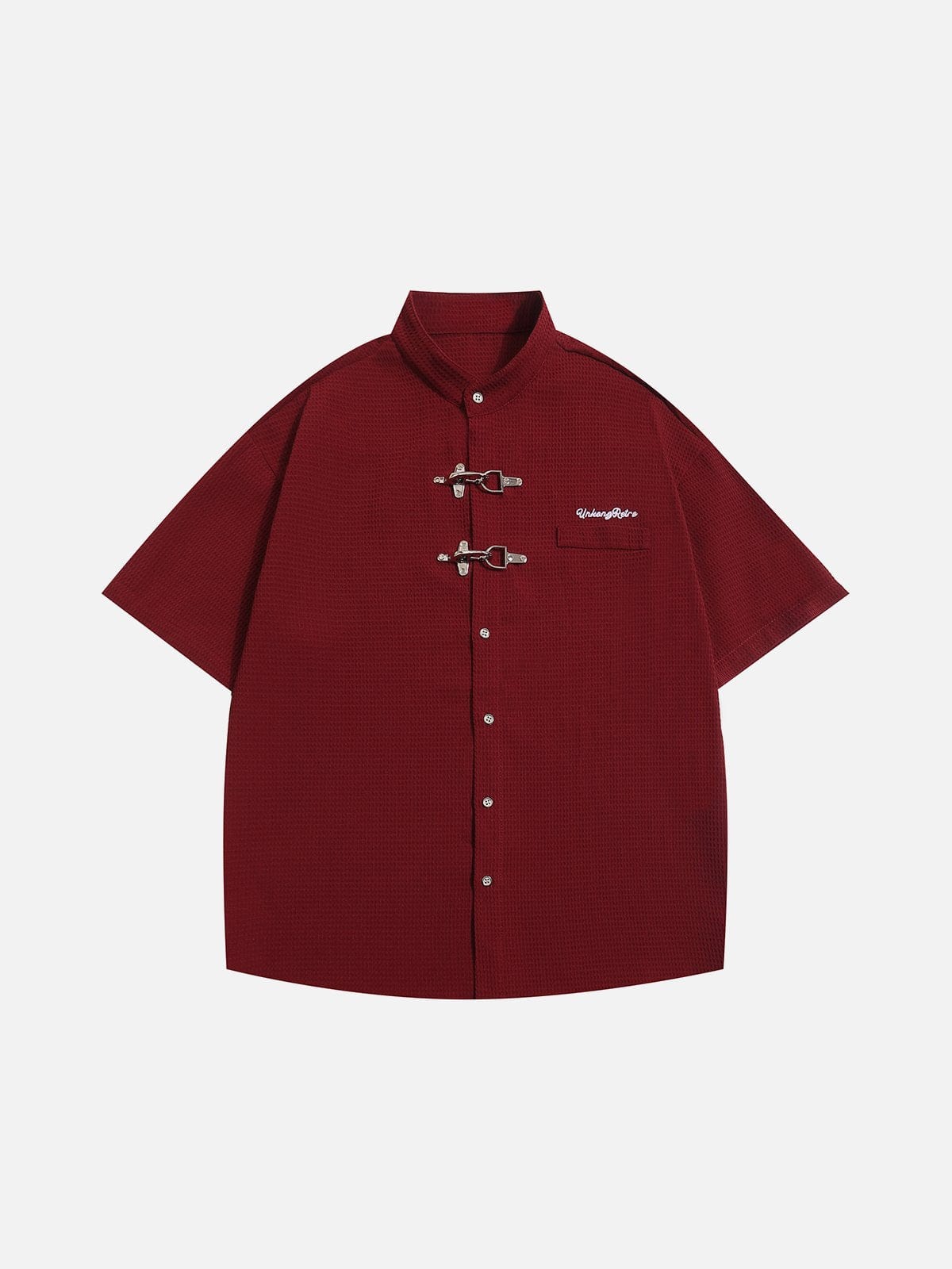 NEV Textured Metal Button Short Sleeve Shirt