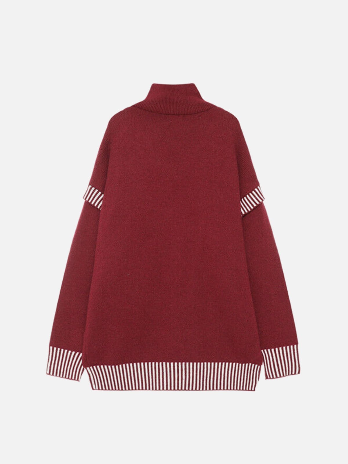 NEV Striped Material Splicing Zip Cardigan Sweater
