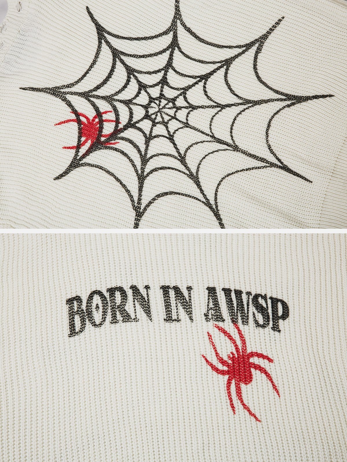 NEV Distressed Spider Jacquard Sweater