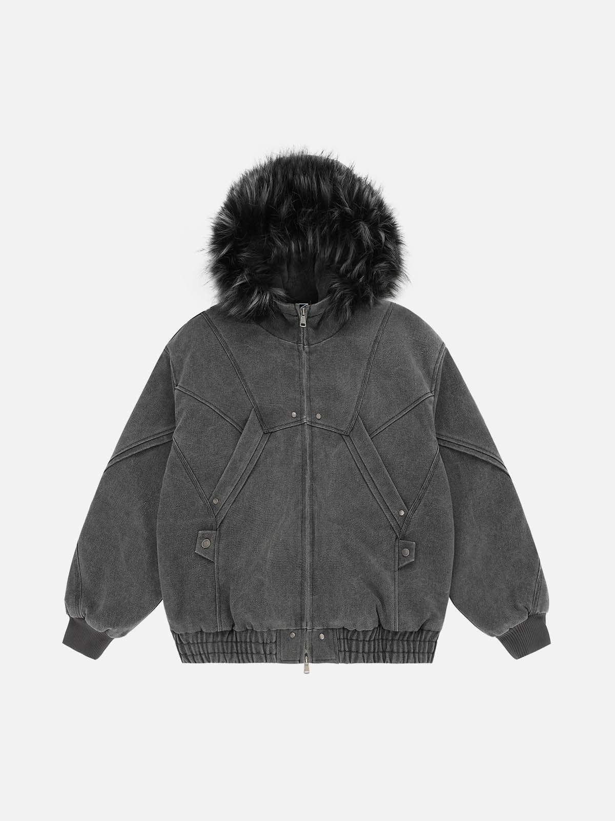 NEV Washed Plush Hooded Coat