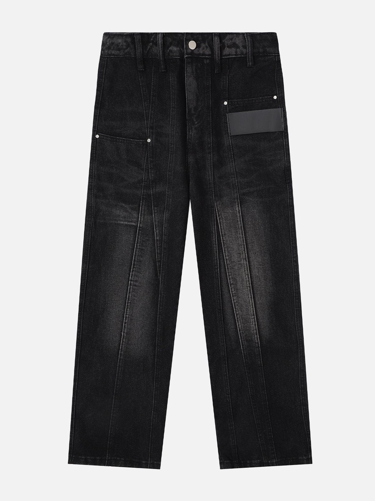 NEV Washed Deconstructed Straight-Leg Jeans