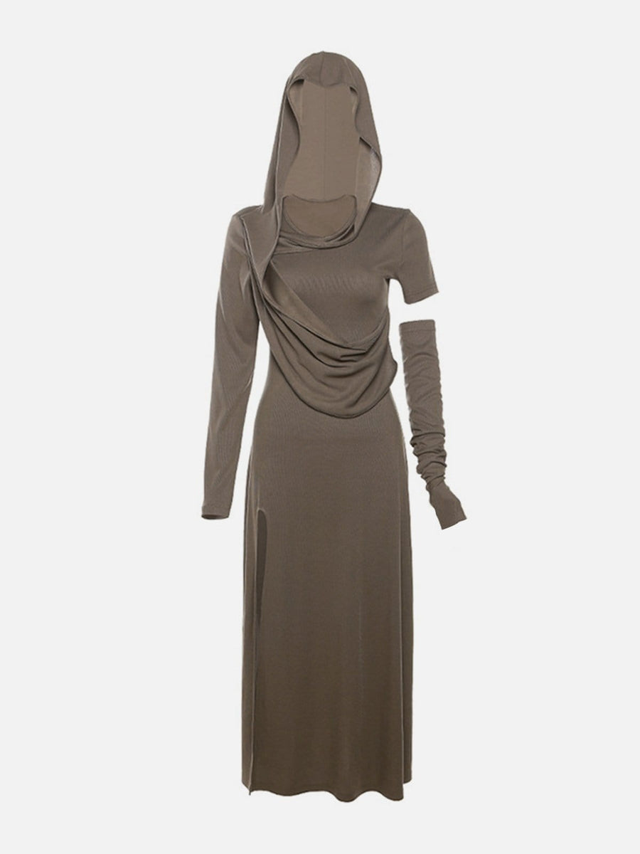 NEV Hooded Long Sleeve Slit Dress – nevstudio