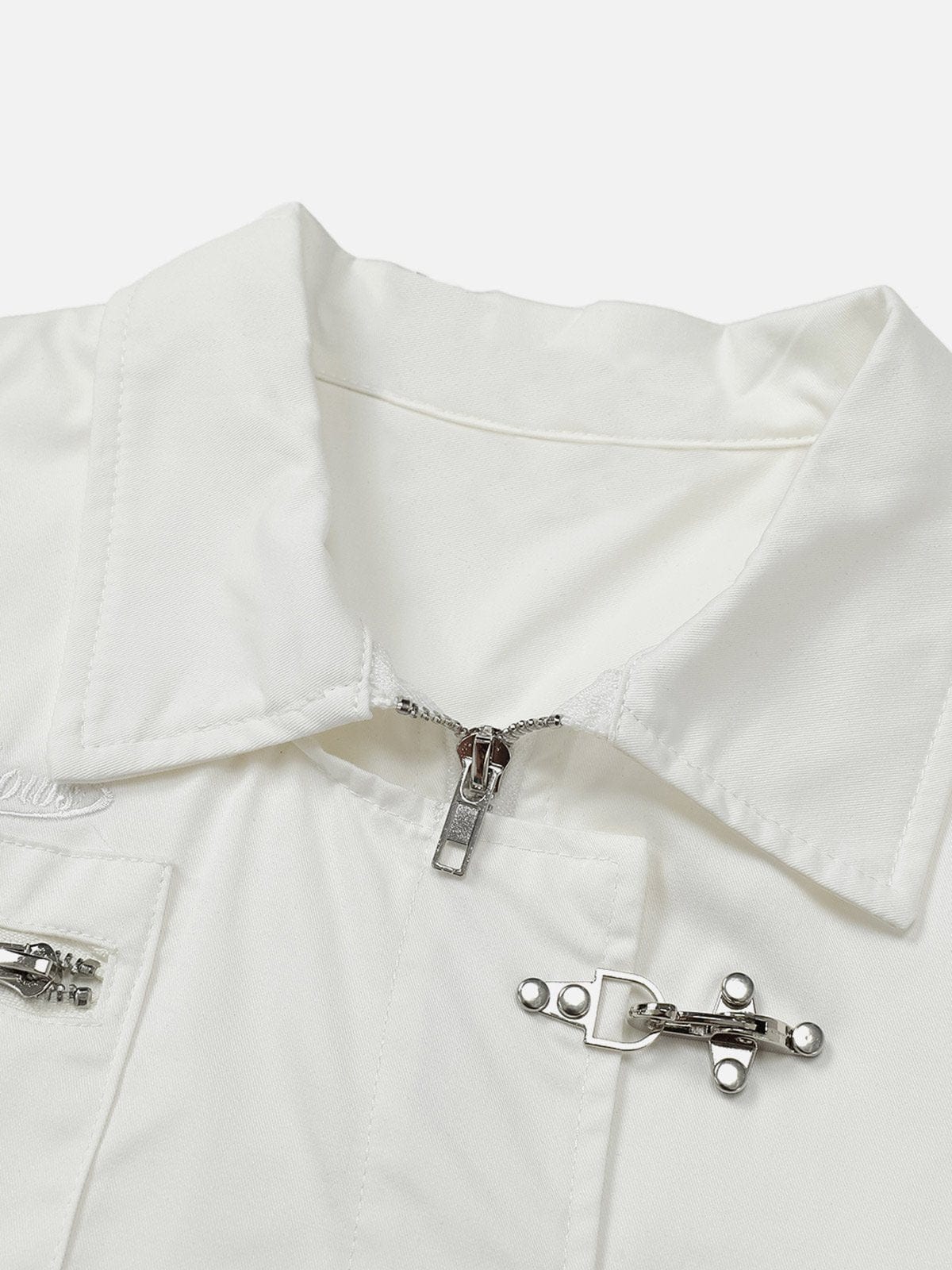 NEV Button Zip Short-Sleeve Crop Top