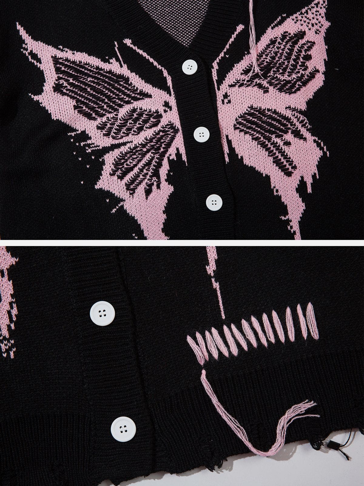 NEV Butterfly Graphic Jacquard Sweater Cardigan