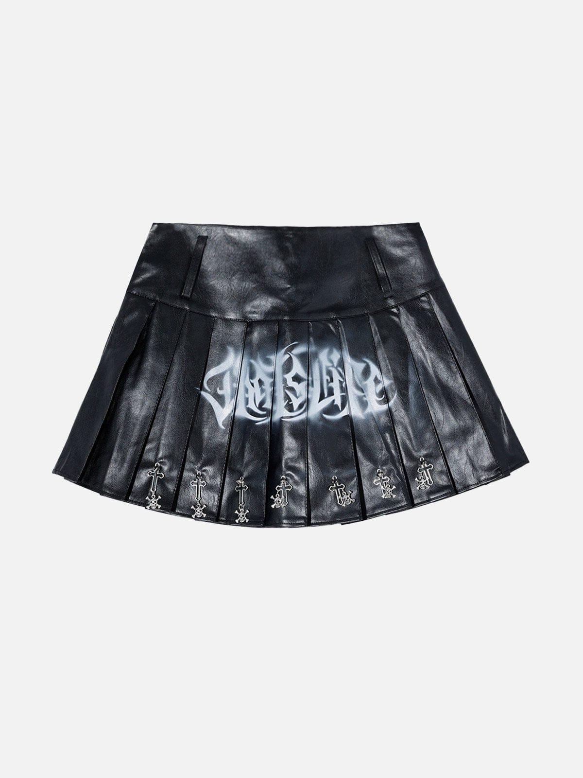 NEV Punk Style Metallic Pleated Skirt