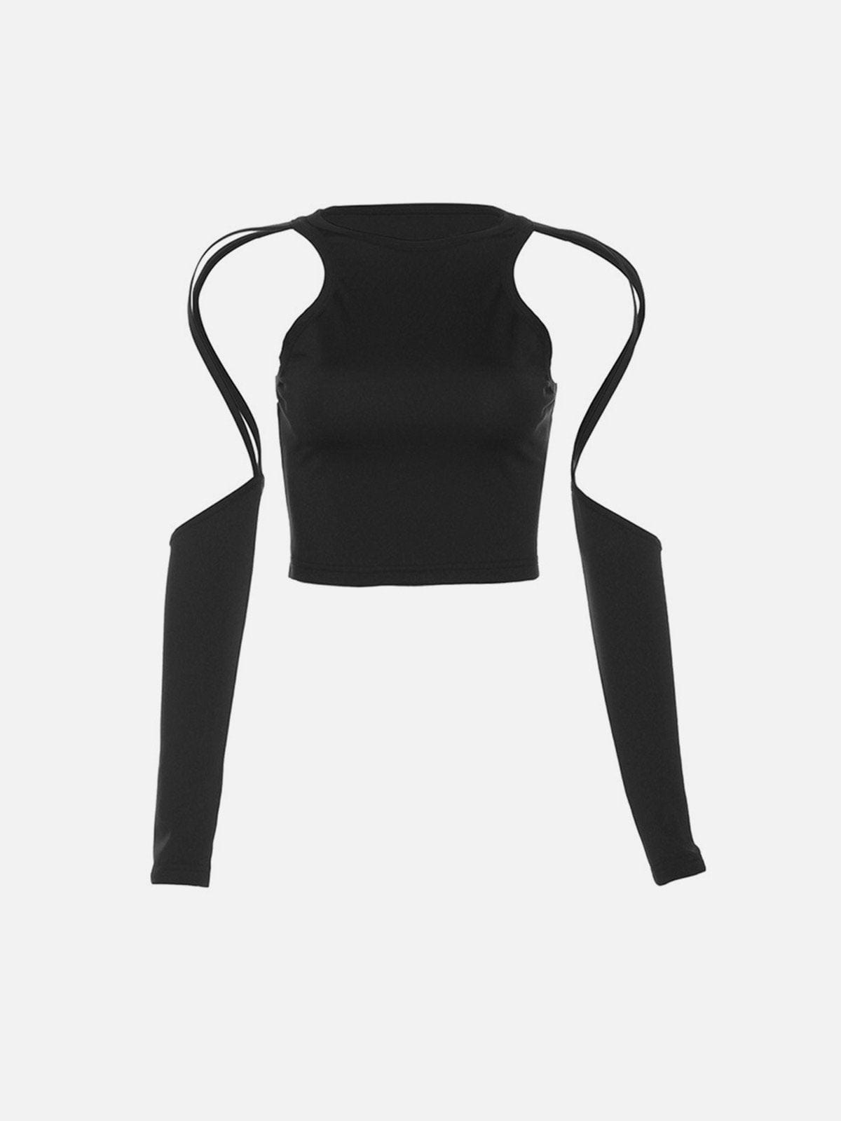 NEV Cut-Out Sleeve Crop Top