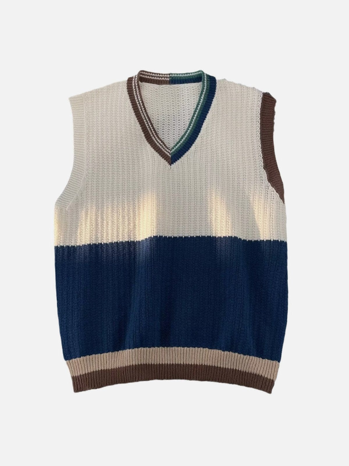 NEV Irregular Contrasting Color Splicing Sweater Vest