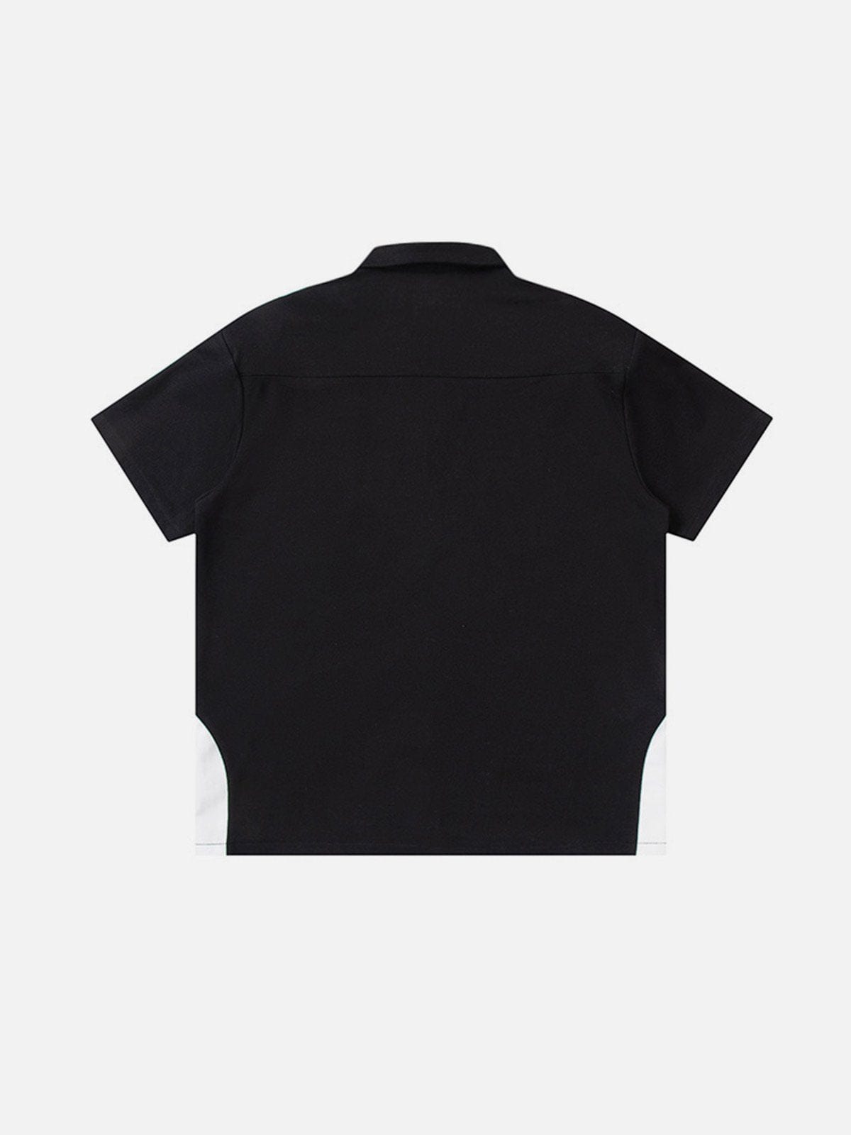 NEV Faux Leather Material Splicing Tee