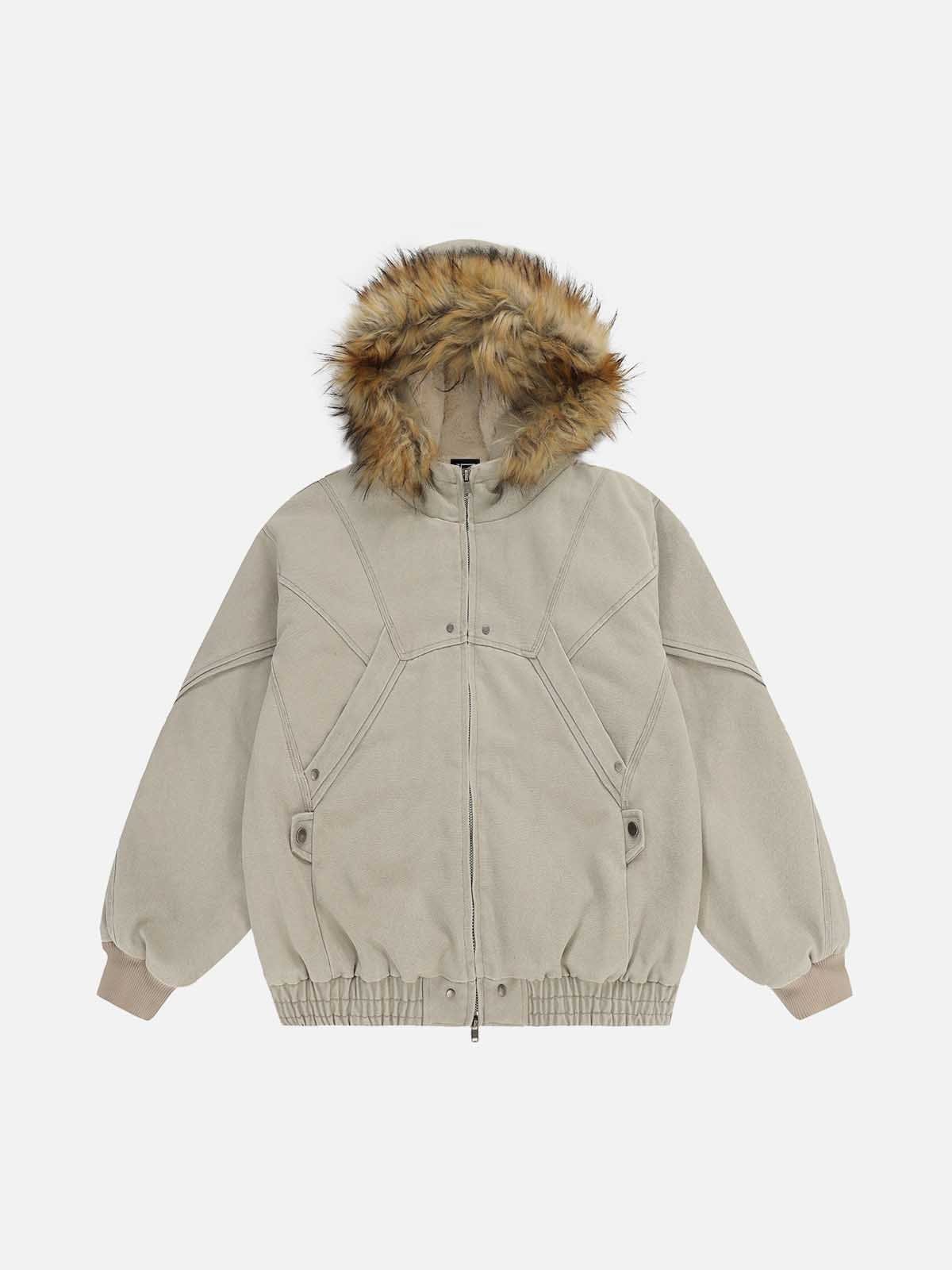 NEV Washed Plush Hooded Coat