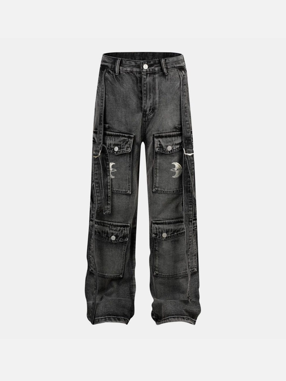 NEV Washed Multi Pocket Cargo Jeans