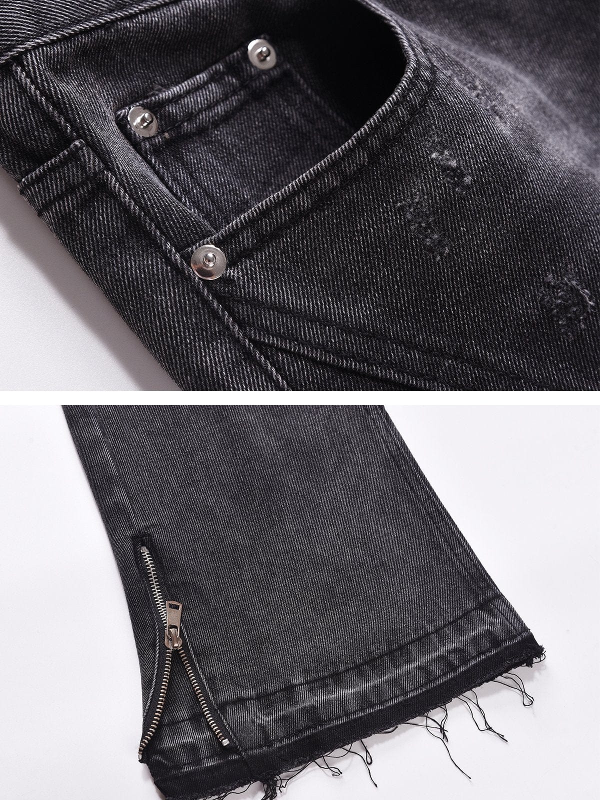NEV Zipper Decoration Washed  Jeans