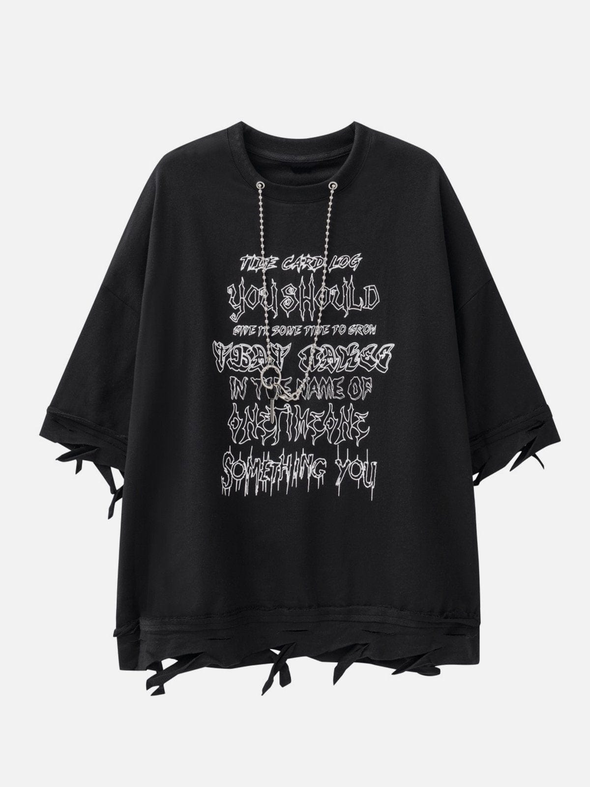NEV Chain Decoration Distressed Tee