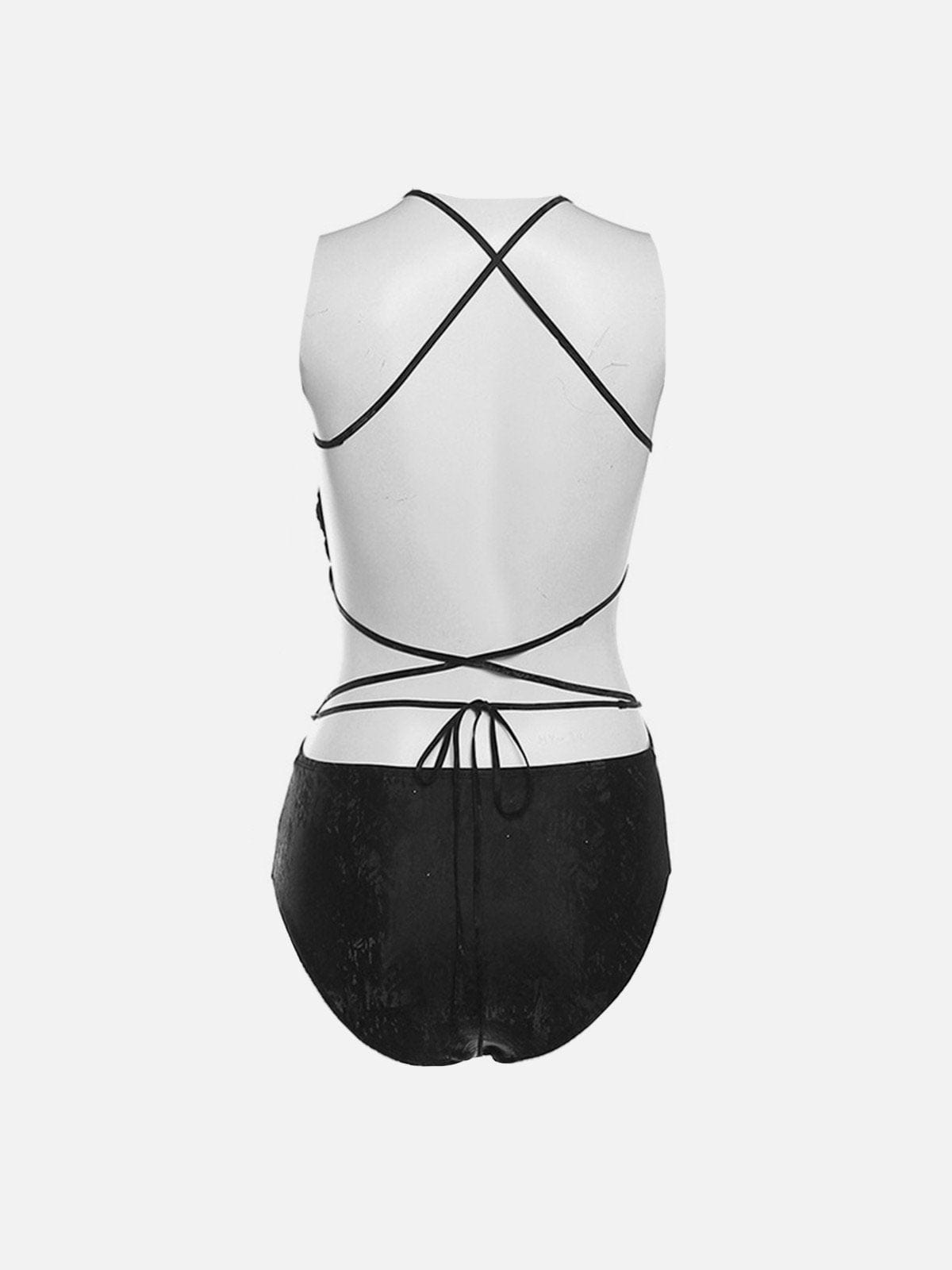 NEV Jacquard Dark Pattern Strappy Bodysuit