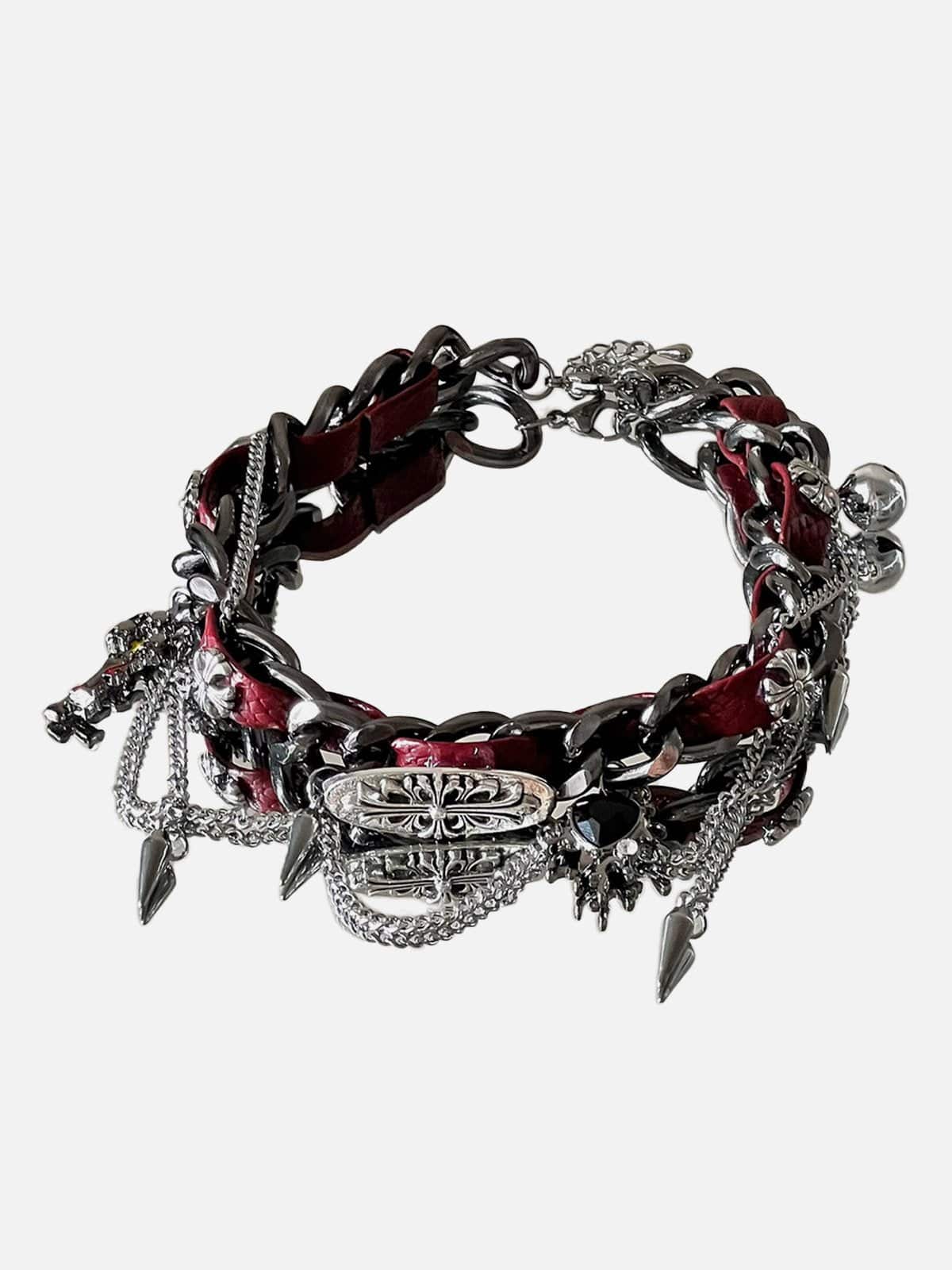 NEV Studded Metal Leather Necklace