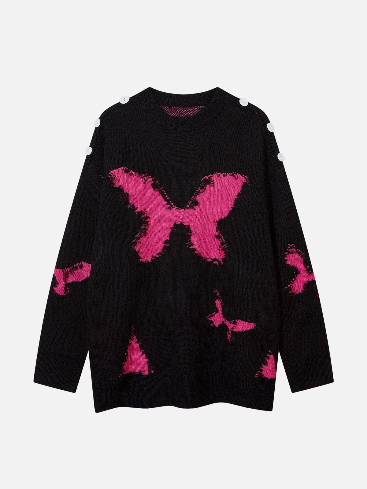 NEV Butterfly Jacquard Button Sweaters
