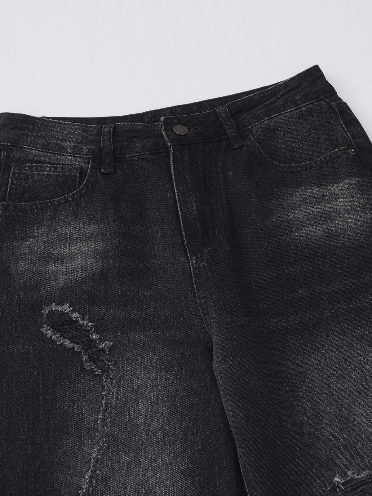 NEV Irregular Ripped Raw Edge Jeans