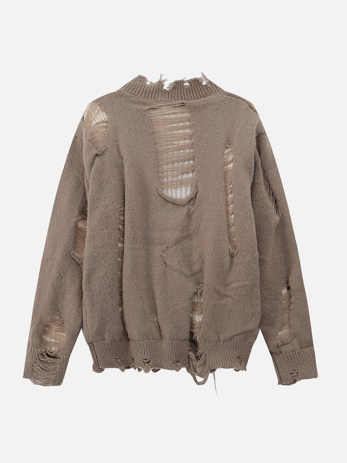 NEV Irregular Raw Edge Ripped Cardigan Sweater