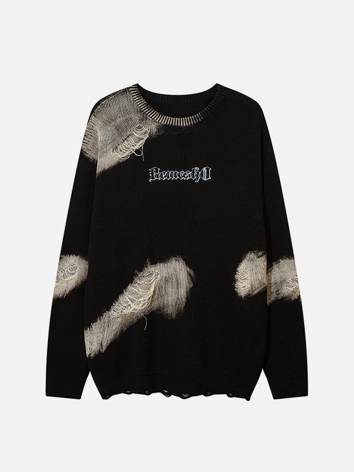 NEV Embroidered Ripped Tassels Sweater