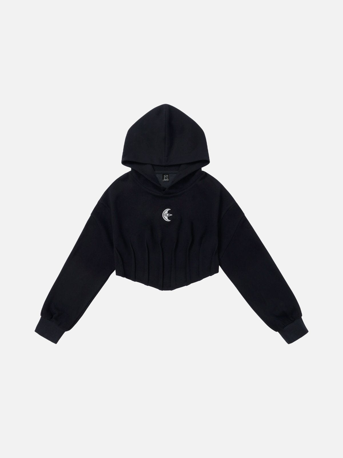 [Eye Of Moon] NEV Embroidery Fishbone Waist Cropped Hoodie